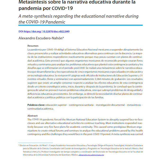 Metasíntesis sobre la narrativa educativa durante la pandemia por COVID-19